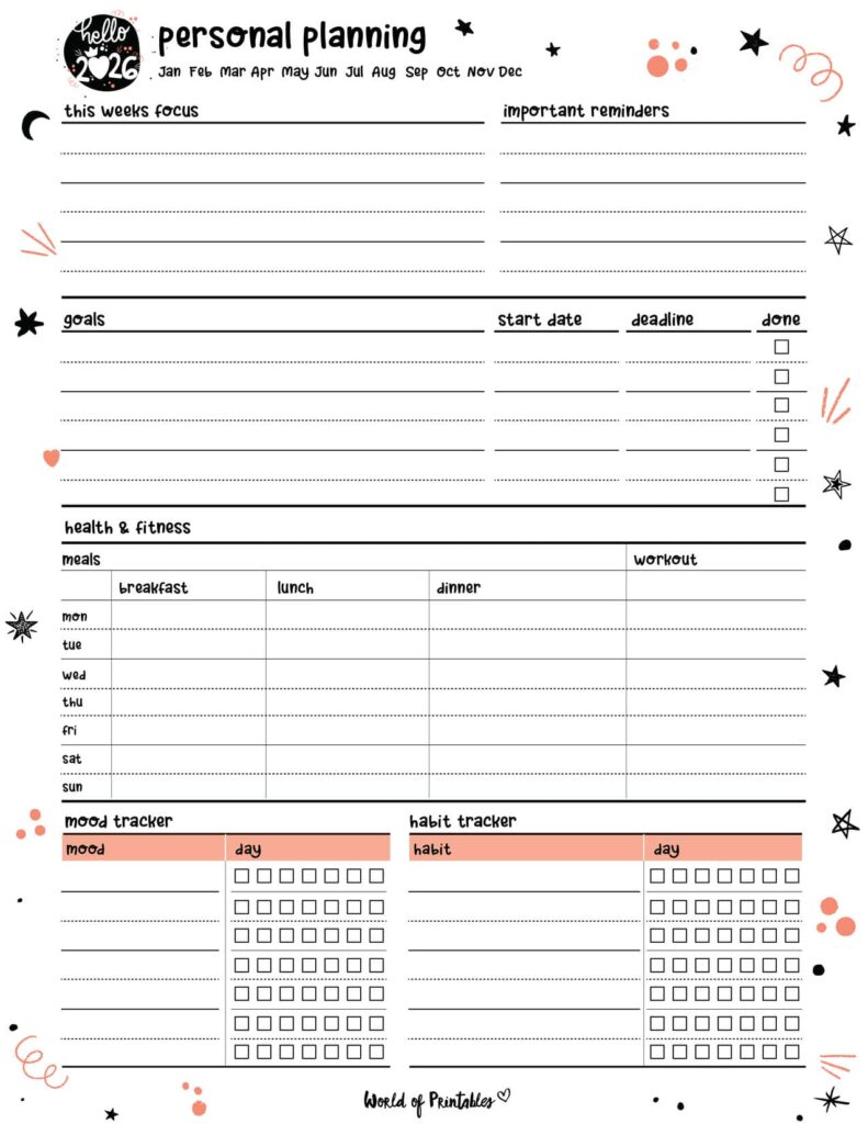 2026 Cute Personal Planning