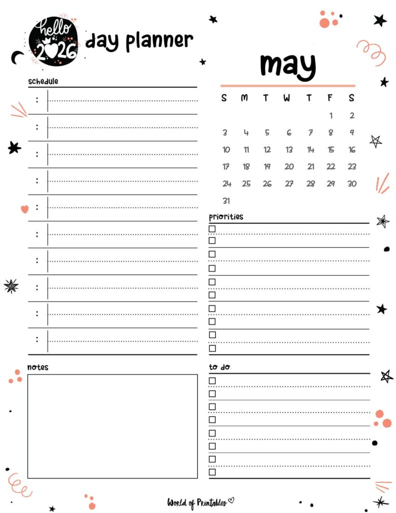 2026 Cute Planner - Day Planner - May