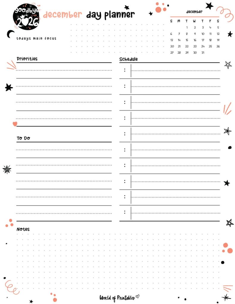 2026 Cute Planner - December Day Planner