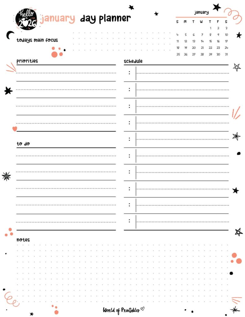 2026 Cute Planner - January Day Planner