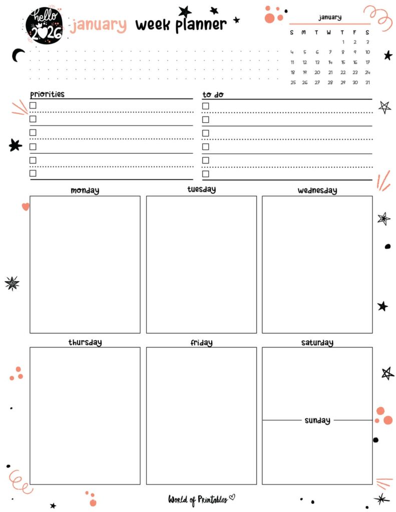 2026 Cute Planner - January Week Planner
