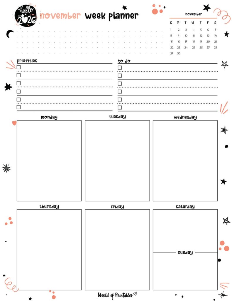 2026 Cute Planner - November Week Planner