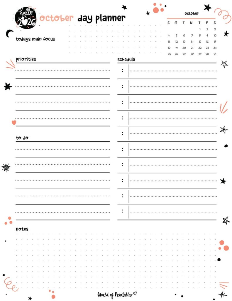 2026 Cute Planner - October Day Planner