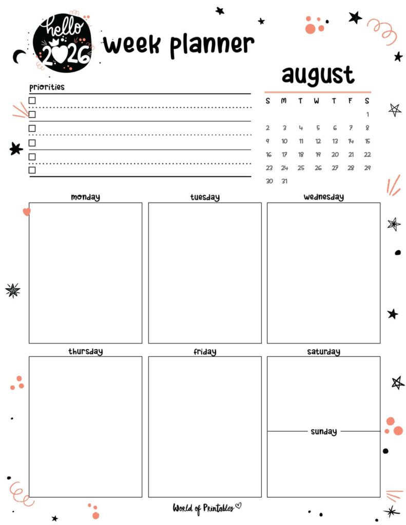 2026 Cute Planner - Weekly Planner - August