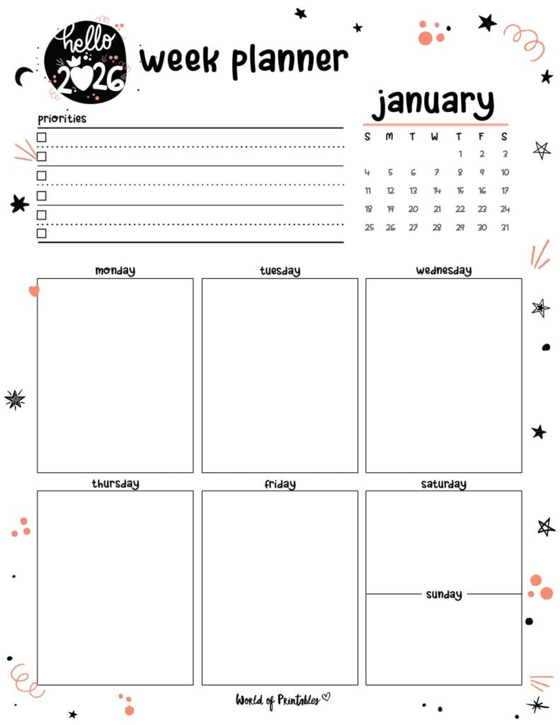 2026 Cute Planner - Weekly Planner - January