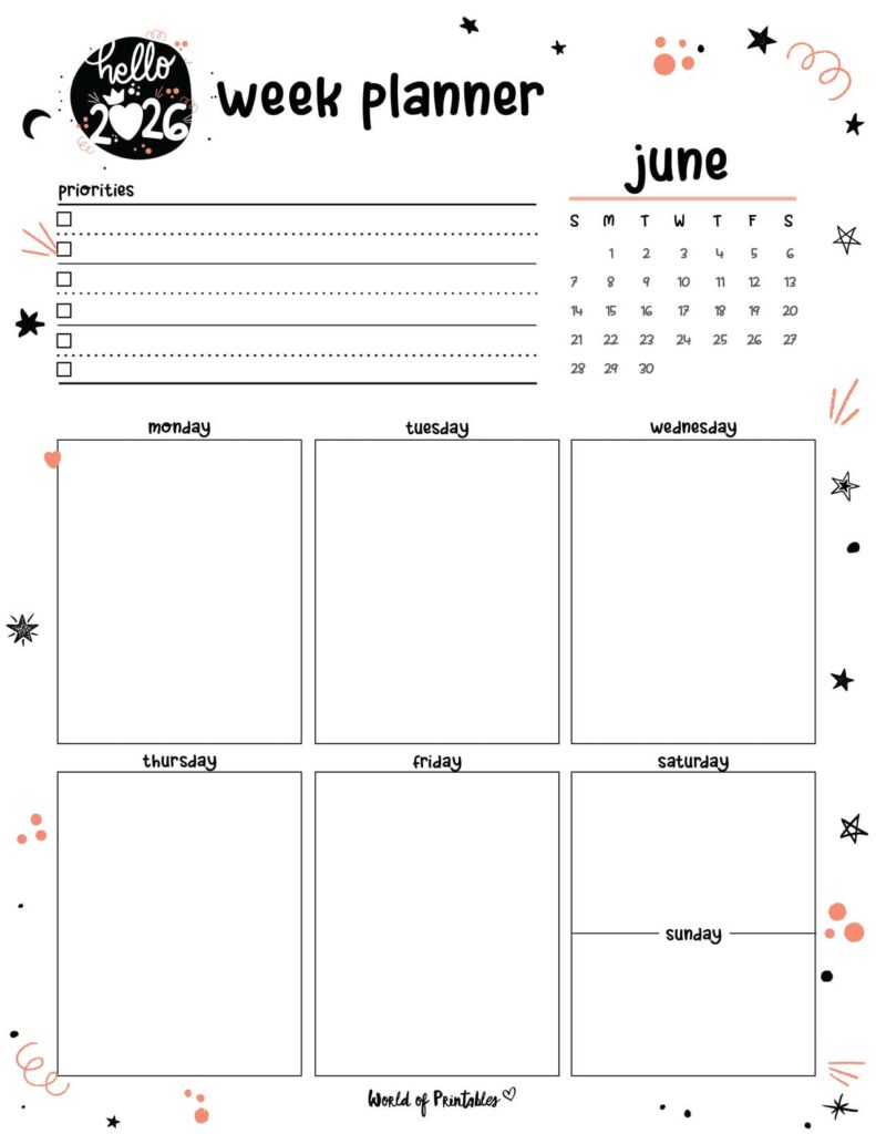 2026 Cute Planner - Weekly Planner - June