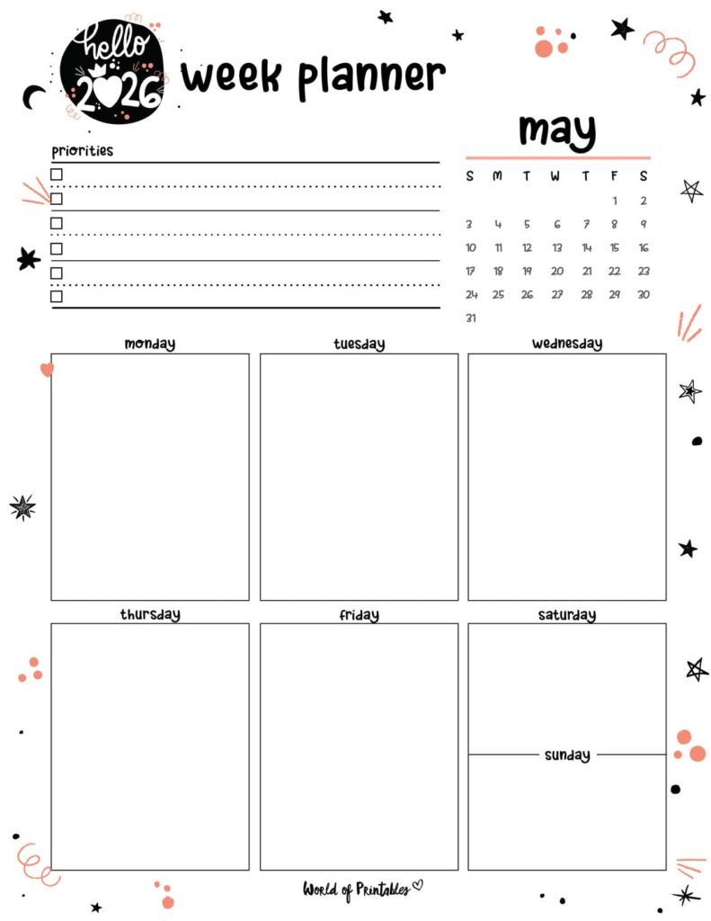 2026 Cute Planner - Weekly Planner - May