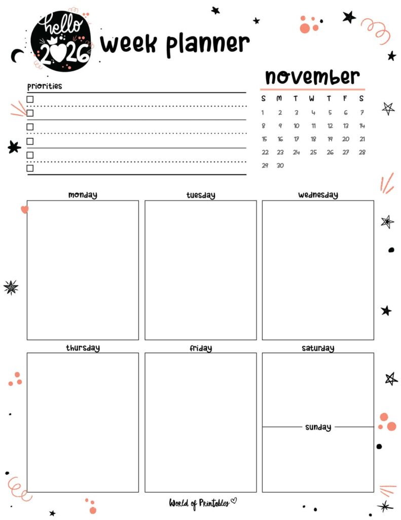 2026 Cute Planner - Weekly Planner - November