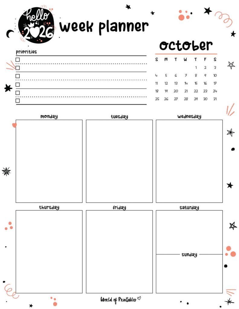 2026 Cute Planner - Weekly Planner - October