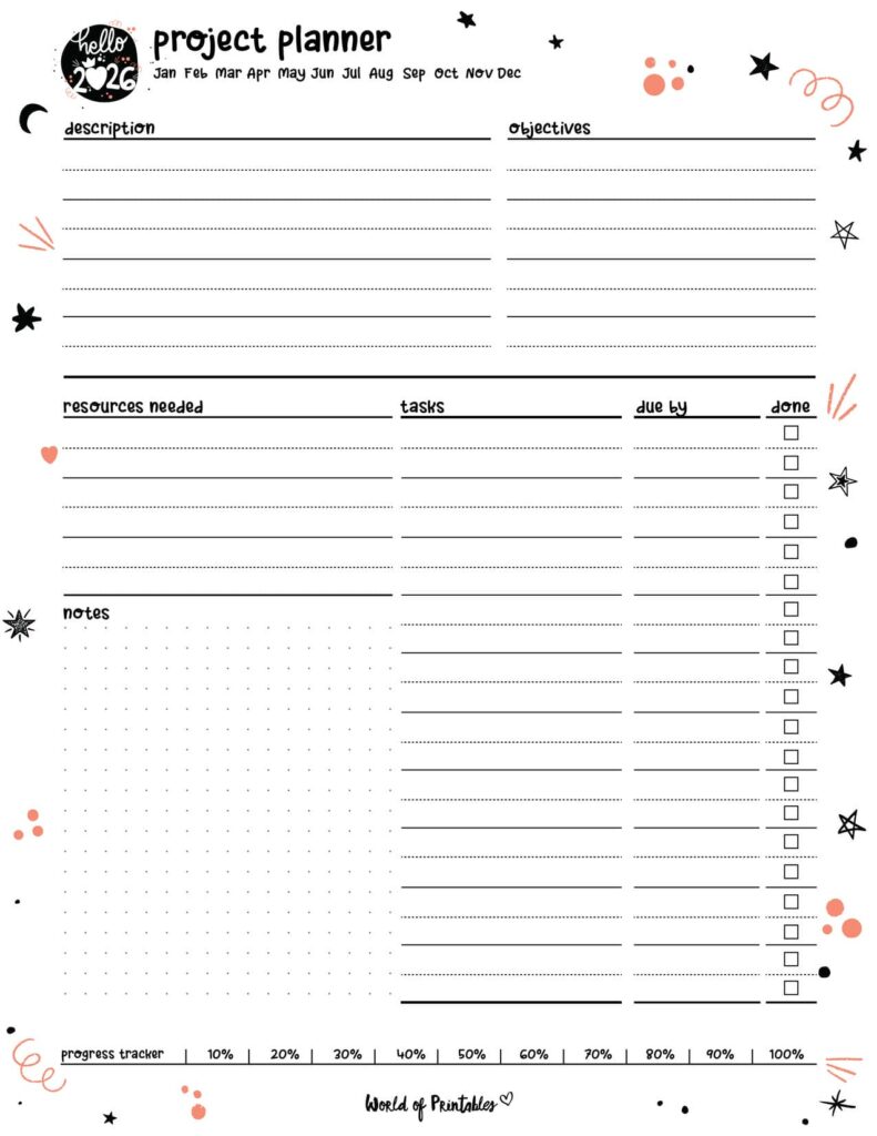 2026 Cute Project Planner