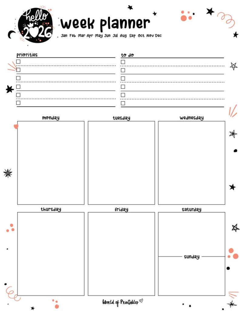 2026 Cute Weekly Planner