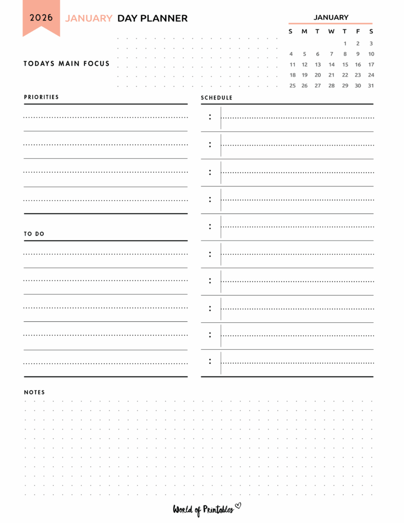 2026 January Day Planner