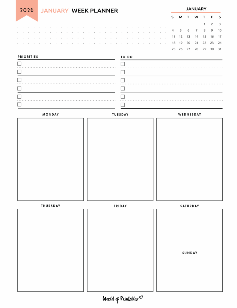 2026 January Week Planner