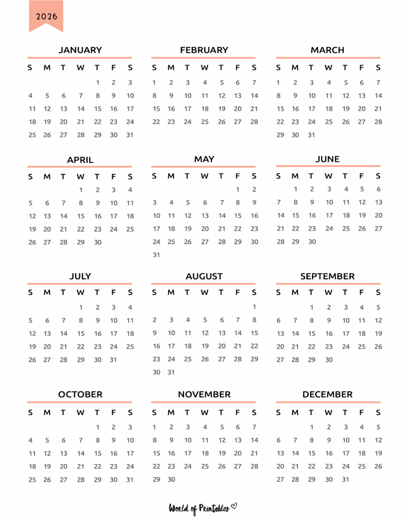 2026 Year Calendar