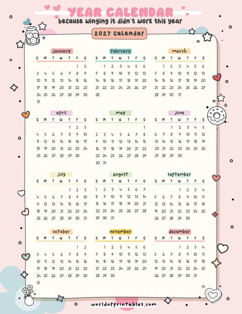 2027 Year Calendar