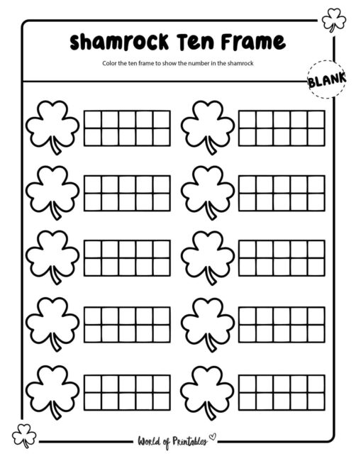 Blank Ten frame St Patricks Day