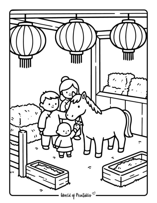 Chinese New Year Color And Print Pages Year of the Horse