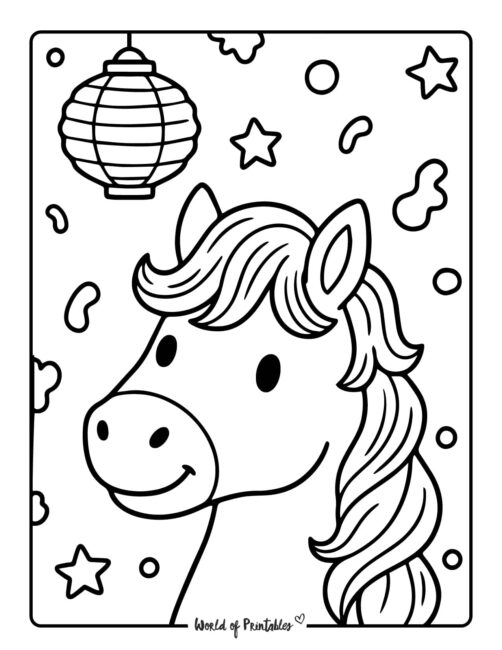 Chinese New Year Coloring Pages For Preschool - Year of the Horse