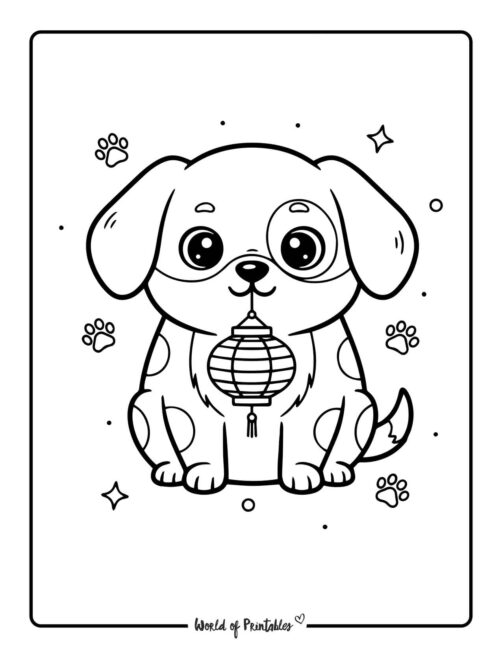 Chinese Zodiac Dog Coloring Page
