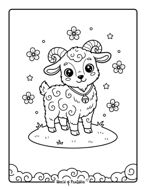 Chinese Zodiac Goat Coloring Page