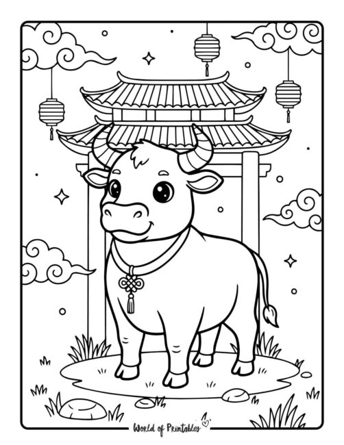 Chinese Zodiac Ox Coloring Page