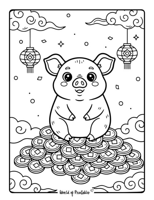 Chinese Zodiac Pig Coloring Page