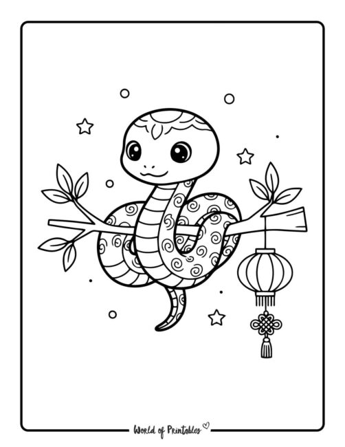 Chinese Zodiac Snake Coloring Page
