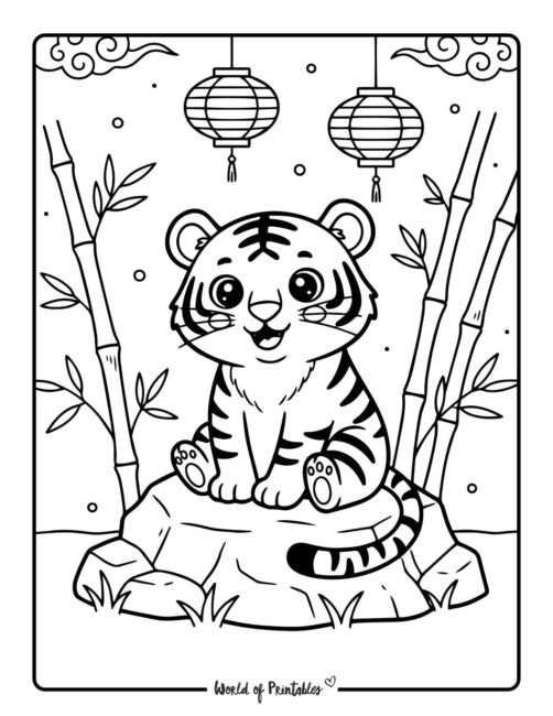 Chinese Zodiac Tiger Coloring Page