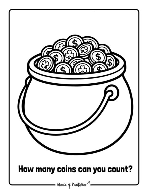 Count The Coins Pot Of Gold St Patricks Day Worksheet
