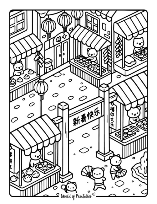 Cute Chinese New Year Coloring Pages PDF