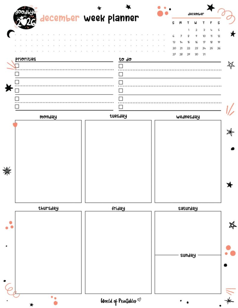 Cute December 2026 Planner and Calendar_December Week Planner