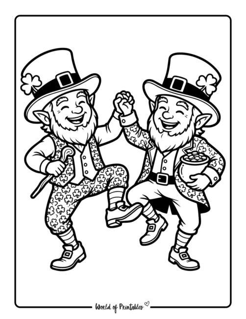 Dancing Leprechaun Coloring Page For Kids