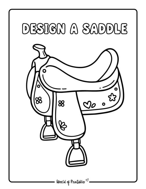 Design a Saddle - Chinese New Year Outline Coloring Pages