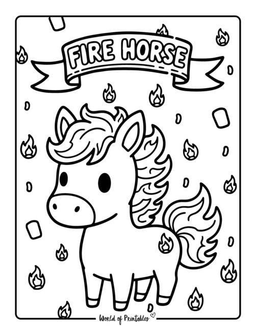 Fire Horse Chinese New Year Coloring Sheets