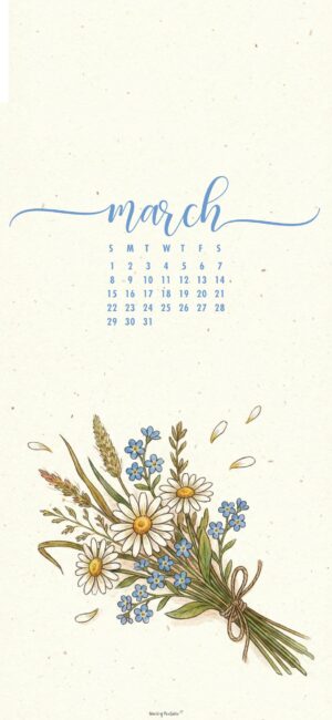 Floral March Calendar Wallpaper For Phone