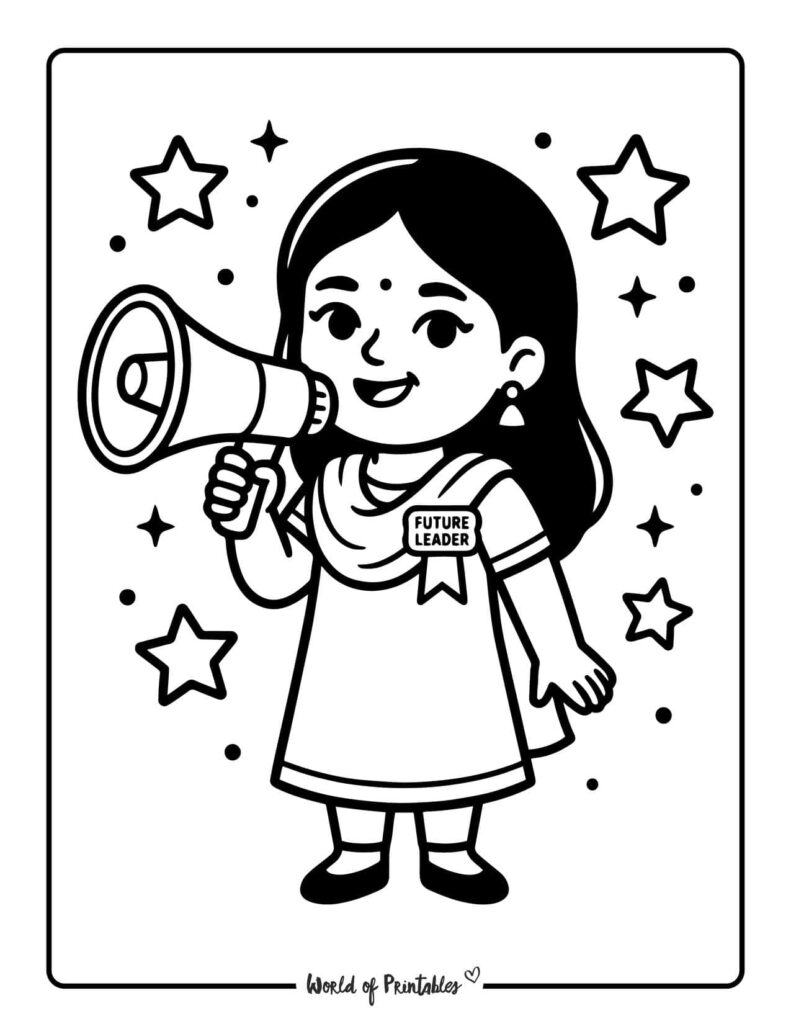 Future Leader Girl Coloring Page