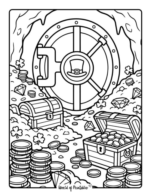 Gold Mine Leprechaun Coloring Page