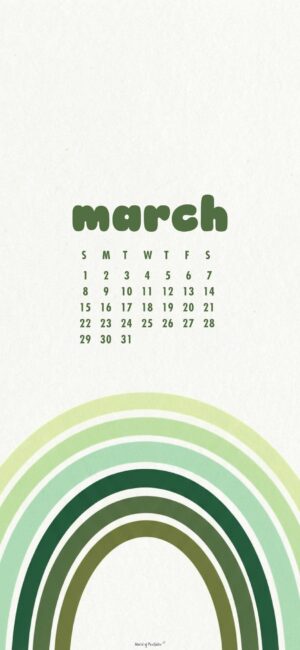 Green Rainbow March Calendar Wallpaper For Iphone