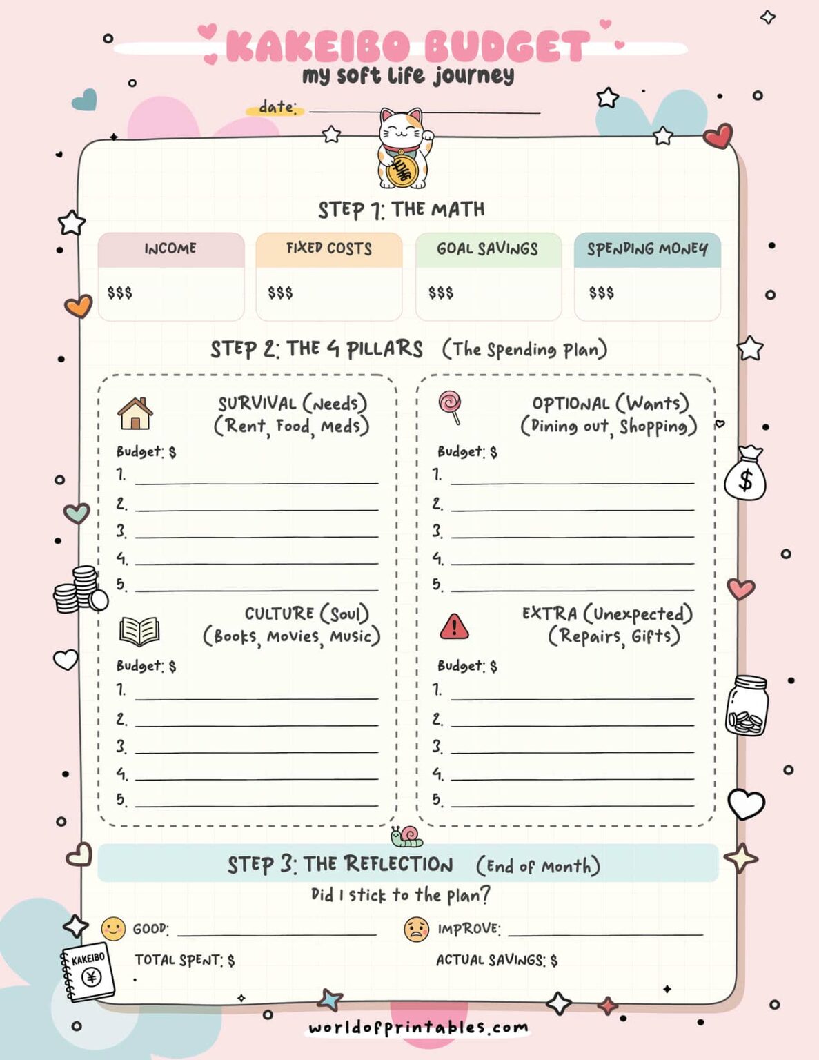 Kawaii Life Admin Pack - Free Cute Budget, Cleaning, And Meal Planner ...