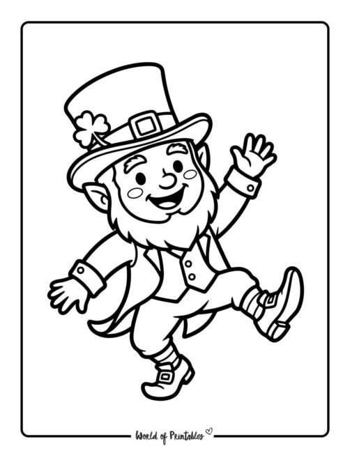 Leprechaun Dancing Coloring Page