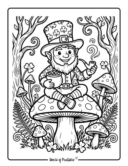 Leprechaun Forest Coloring Page
