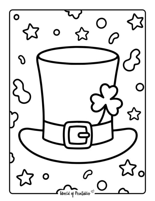 Leprechaun Hat With Shamrock St Patricks Day Coloring Page