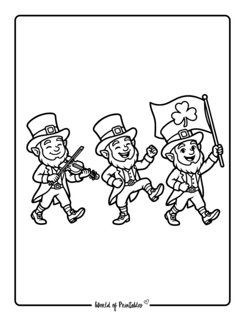 Leprechaun Parade St Patricks Day Coloring Page
