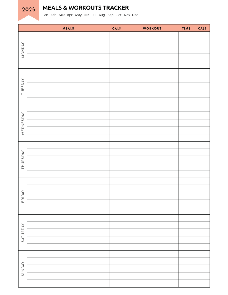 Meals and Workouts Tracker