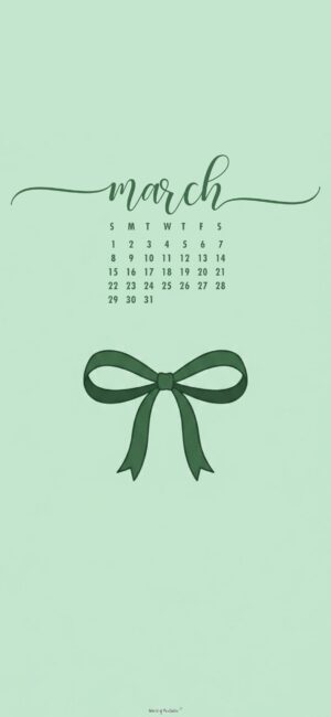 Minimal Bow March Calendar Wallpaper Phone