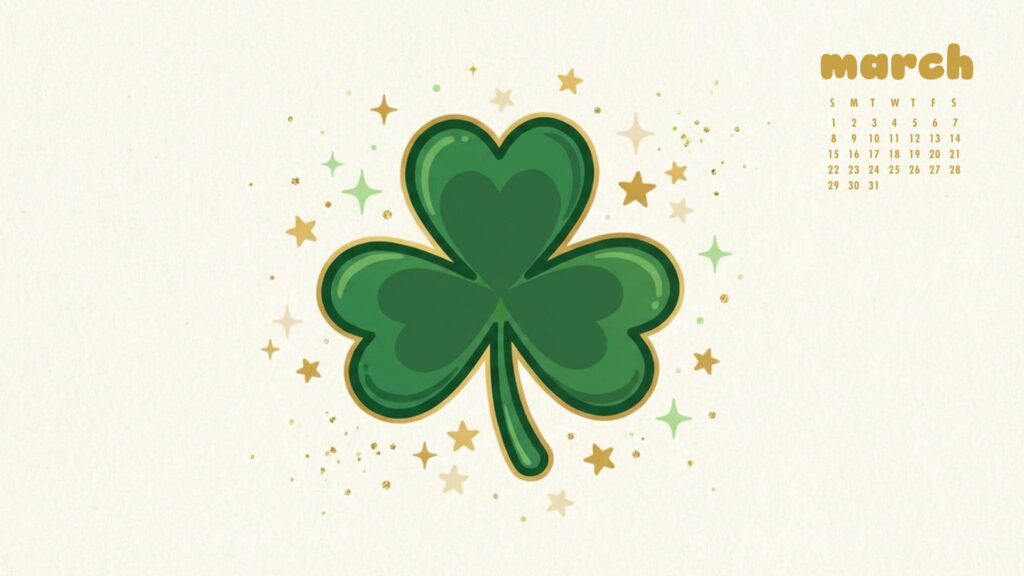 Minimalist Clover March Desktop Wallpaper