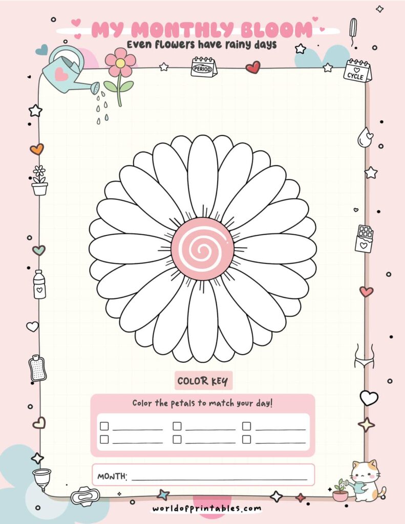 Monthly Bloom Period Tracker Printable