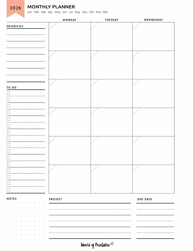 Monthly Planner Left Page