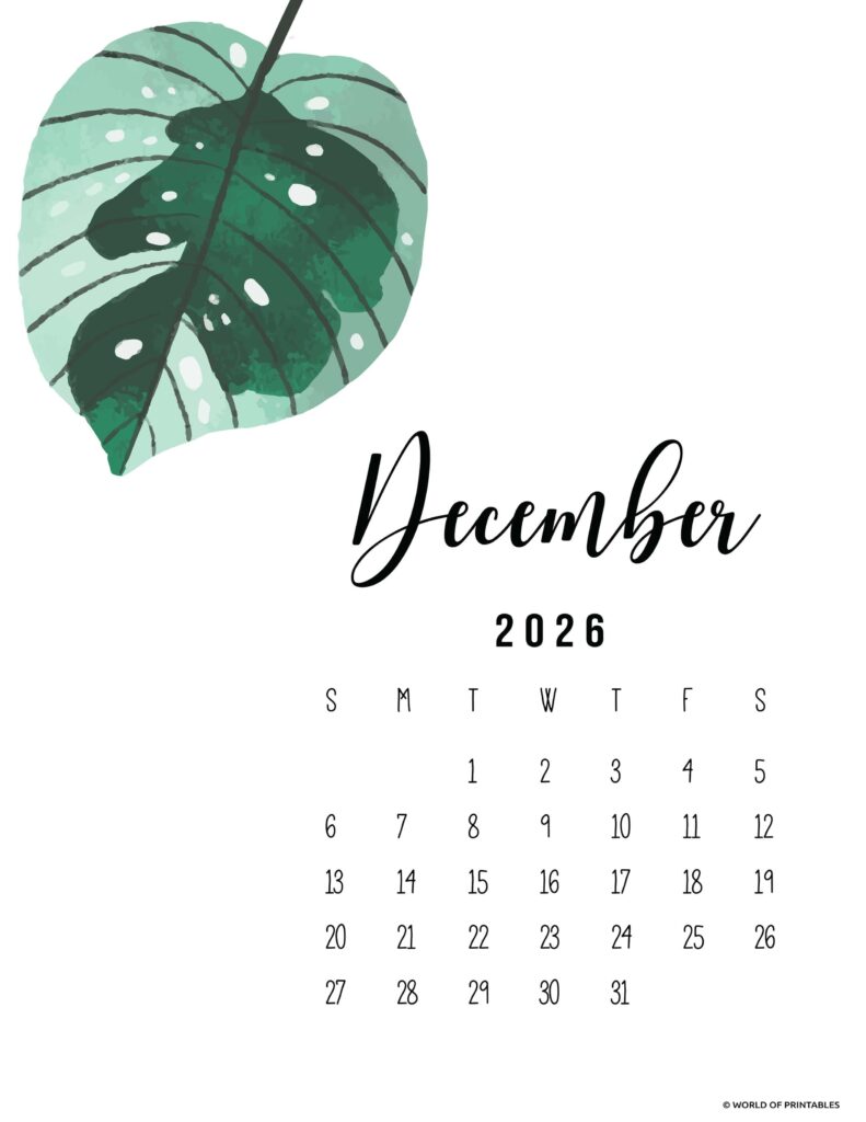 Printable December 2026 Calendar Design 13