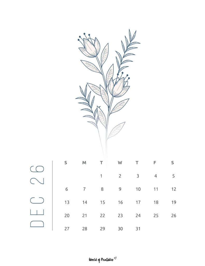 Printable December 2026 Calendar Design 17